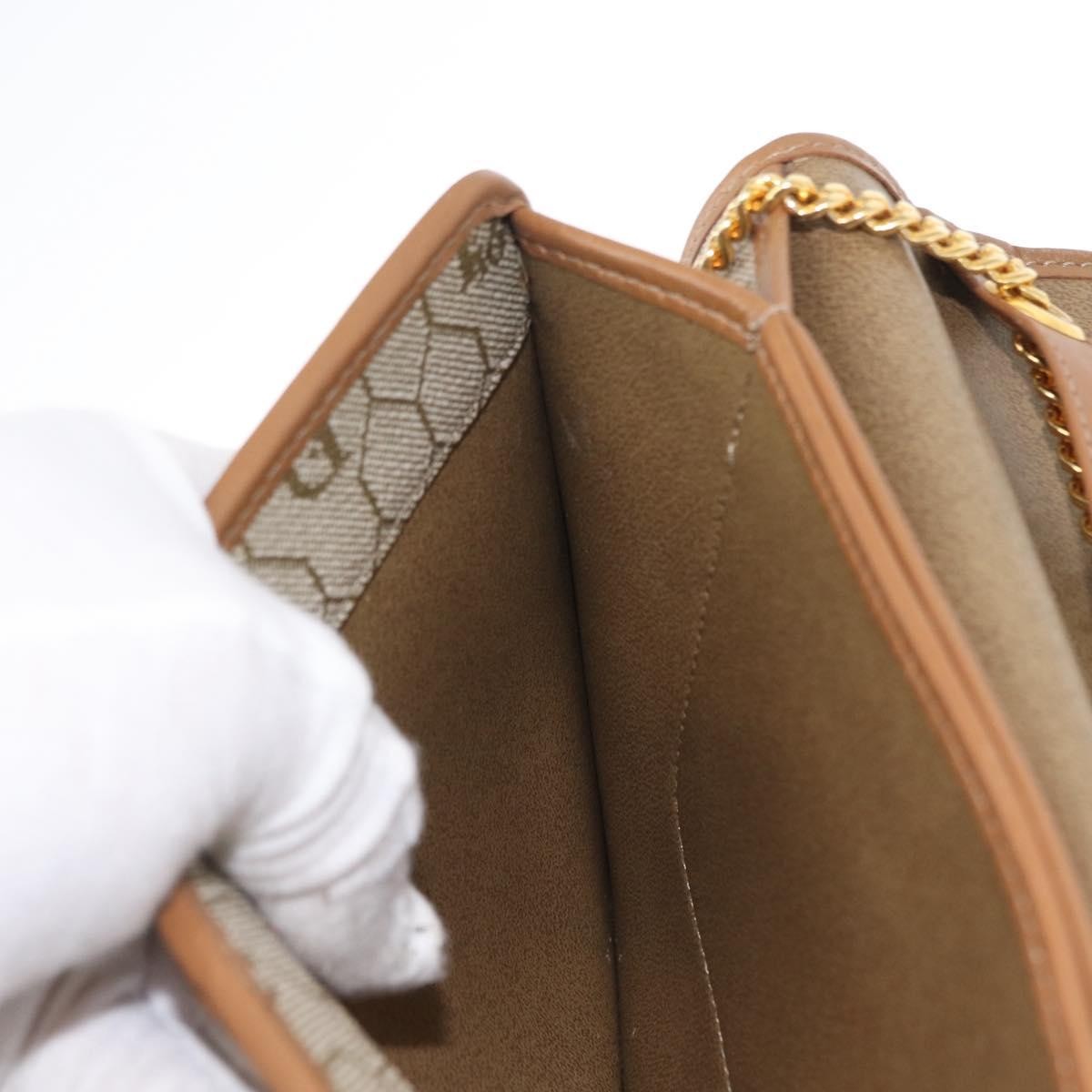 Christian Dior Vintage Honeycomb chain Canvas, BEIGE, CANVAS, Shoulder bag