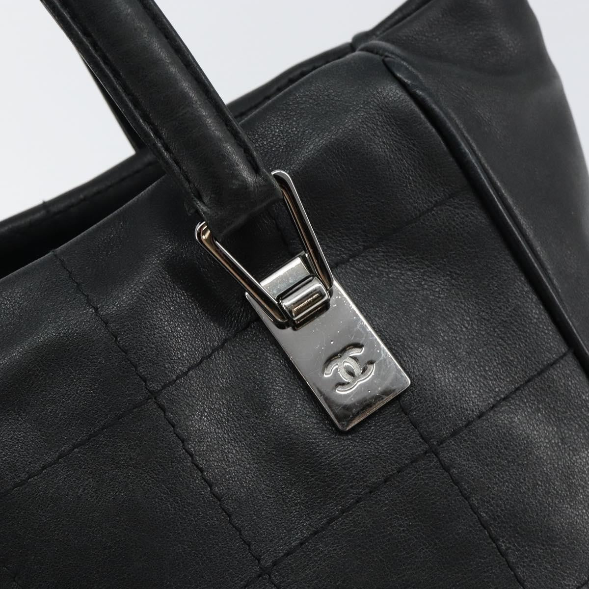 Chanel Square Stitch Tote Quilted Leather, BLACK, LEATHER, Tote bag