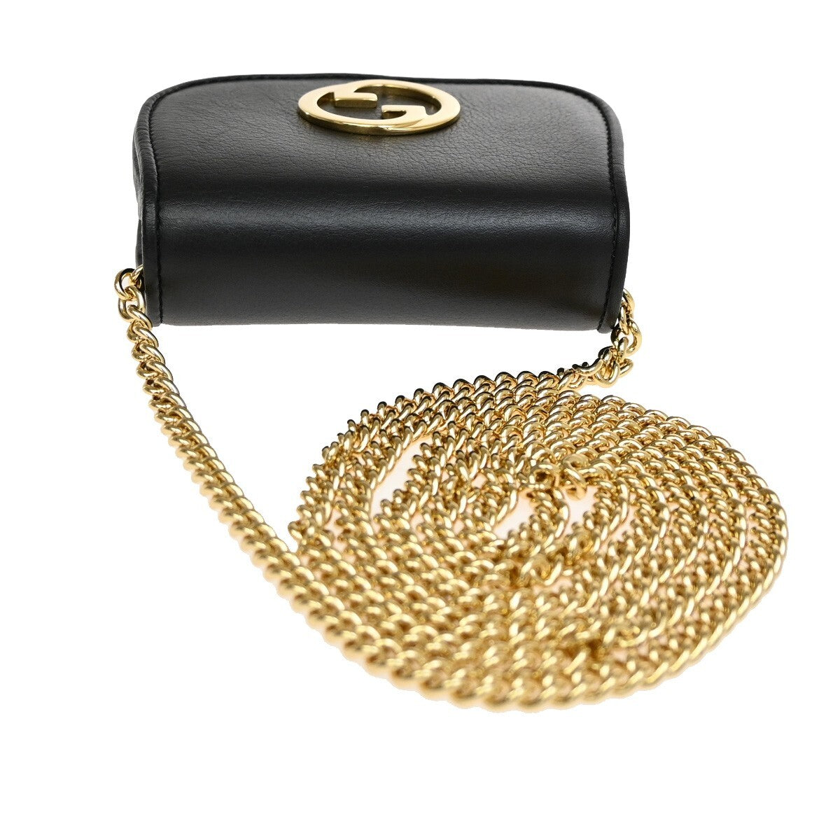 Gucci Blondie NM Chain Flap Bag Leather, BLACK, LEATHER, Shoulder bag