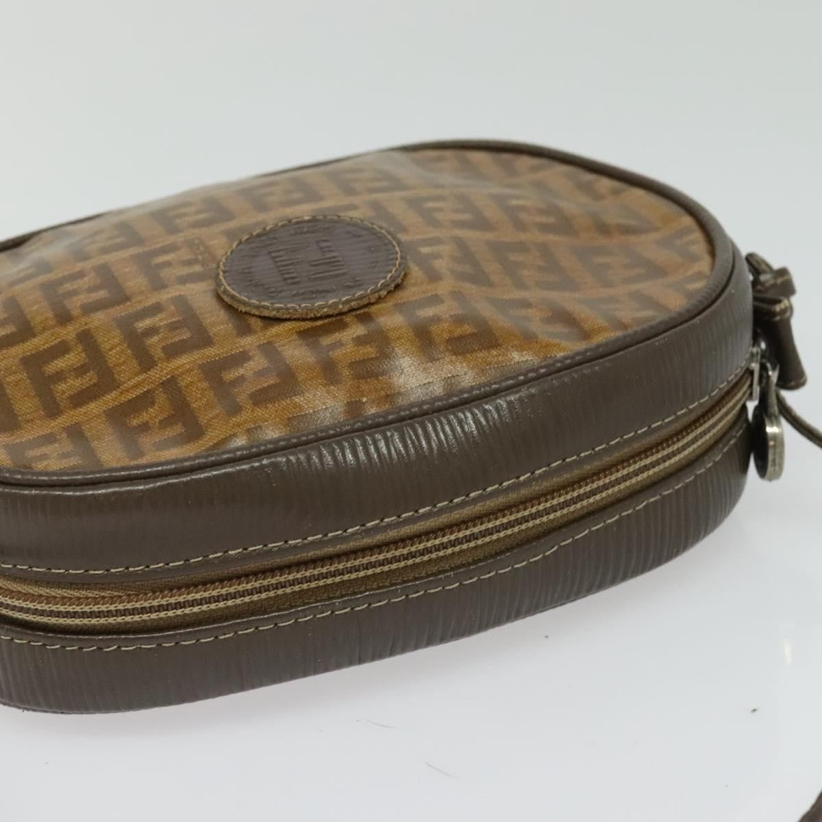 Fendi Vintage Zip Crossbody Bag Zucchino Canvas, BROWN, CANVAS, Clutche & pouche
