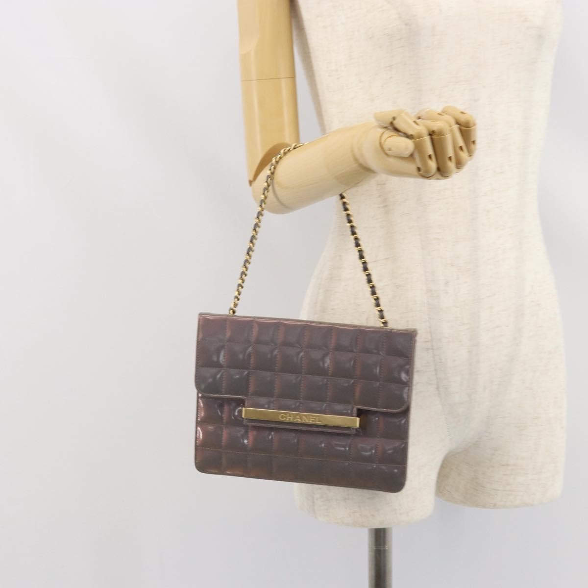 Chanel Chocolate Bar Chain Flap Bag Quilted Patent, PURPLE, PATENT_LEATHER, Handbag