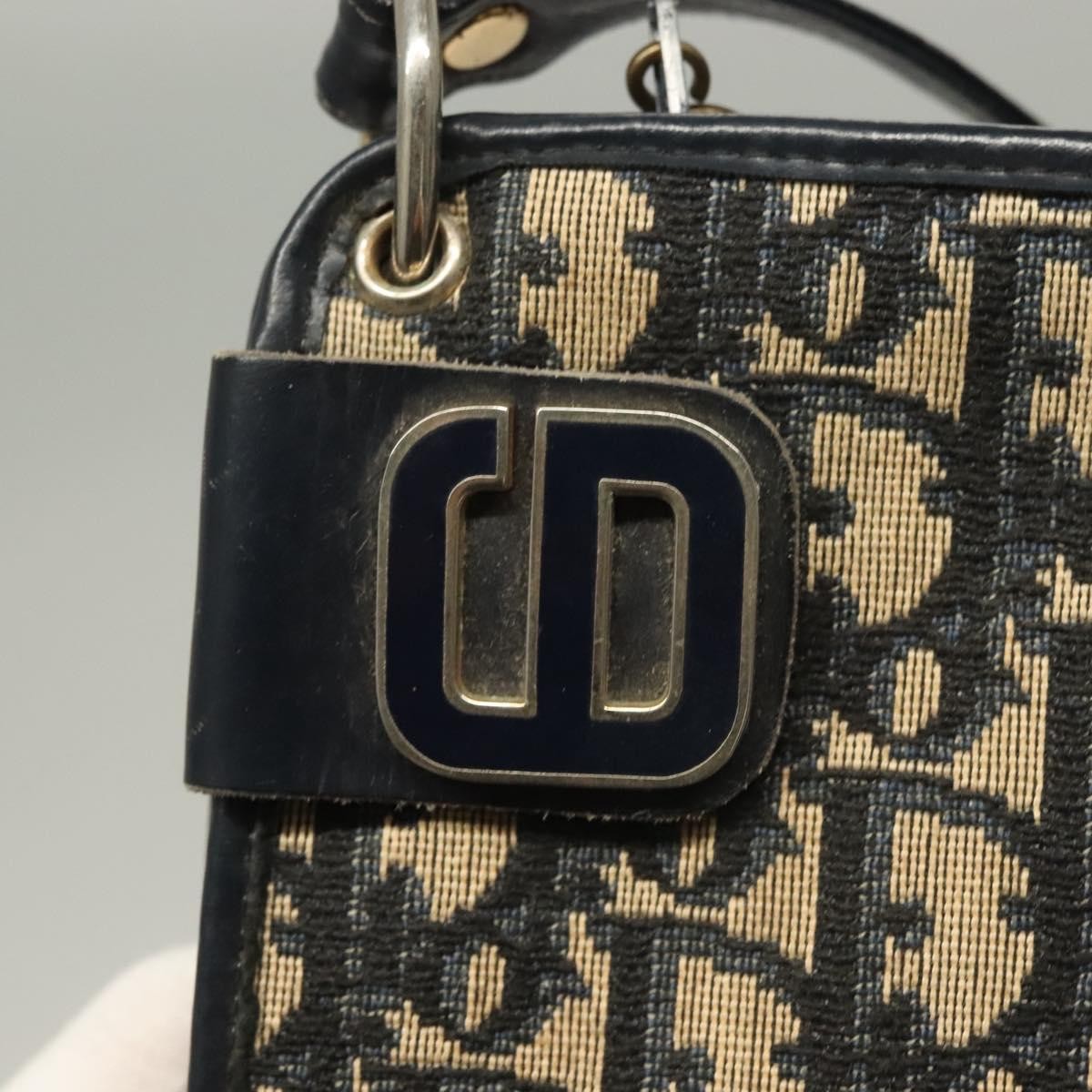 Christian Dior Vintage Trotter Shoulder Bag Canvas, NAVY, CANVAS, Shoulder bag