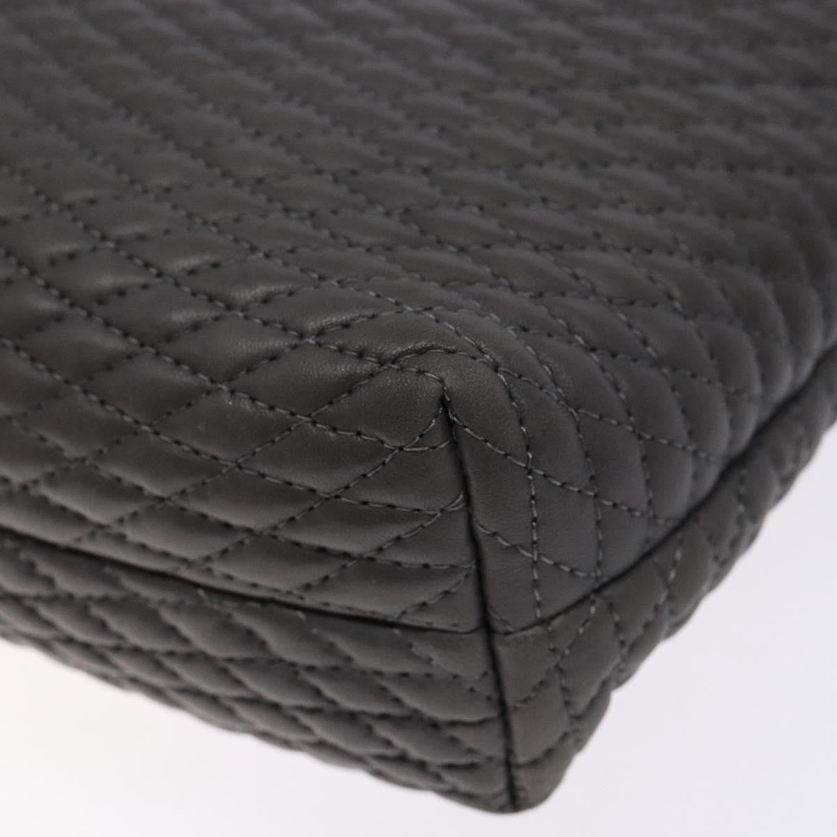 Bally Vintage Handbag Quilted Leather, GRAY, LEATHER, Handbag