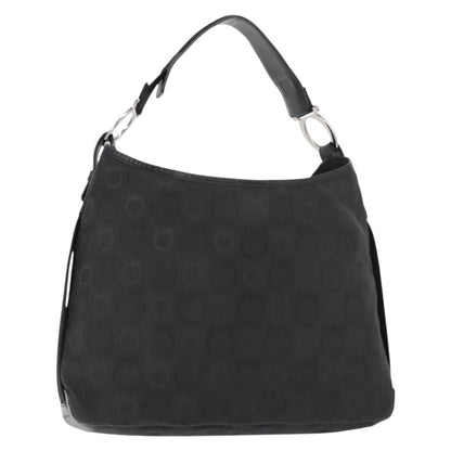 Salvatore Ferragamo Vintage Gancini Convertible Top Handle Bag Canvas, BLACK, CANVAS, Shoulder bag