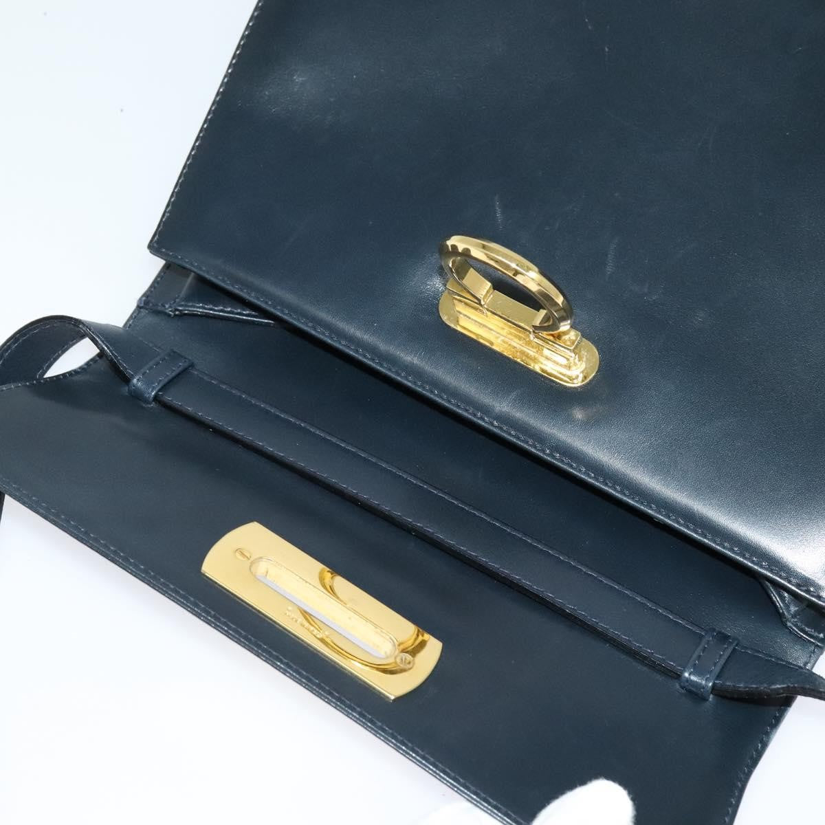 Salvatore Ferragamo Gancini Shoulder Bag Leather, NAVY, LEATHER, Shoulder bag