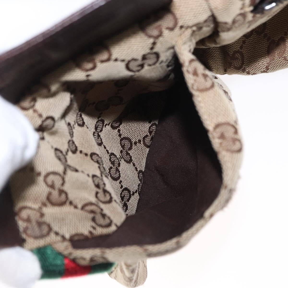 Gucci Vintage Double Belt Bag GG Canvas with Leather, BEIGE, CANVAS, Clutche & pouche