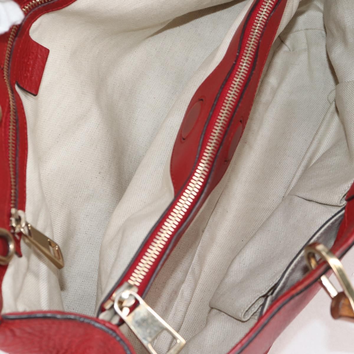 Gucci Bamboo Shopper Tote Leather, RED, LEATHER, Tote bag