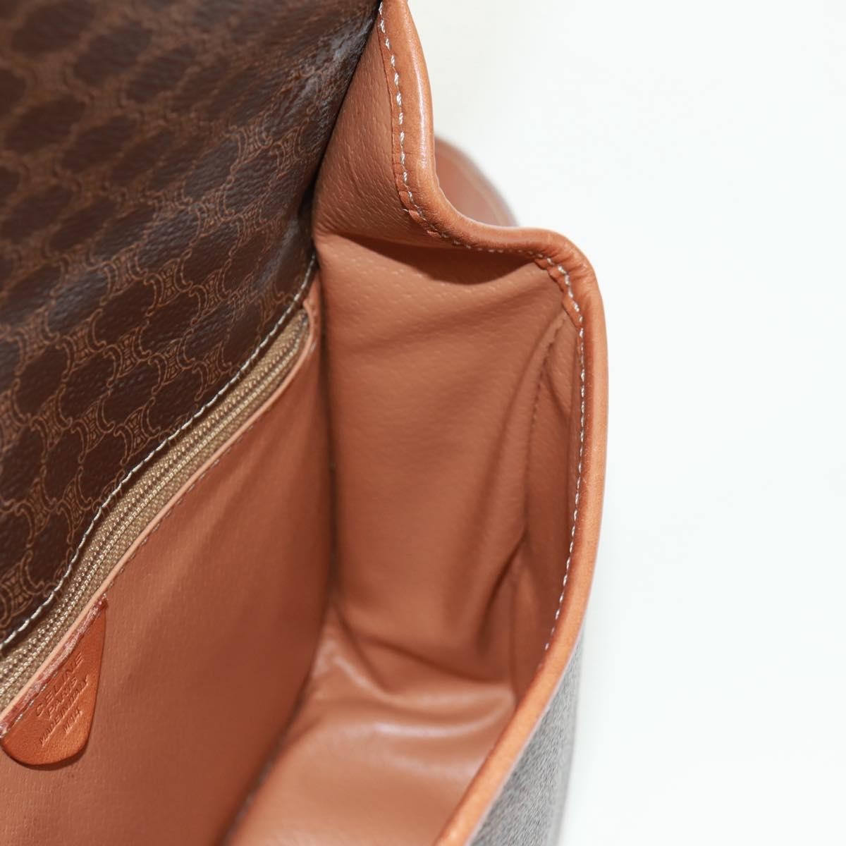 Celine Vintage Macadam Circle Logo Shoulder Bag Canvas and Leather, BROWN, CANVAS, Shoulder bag