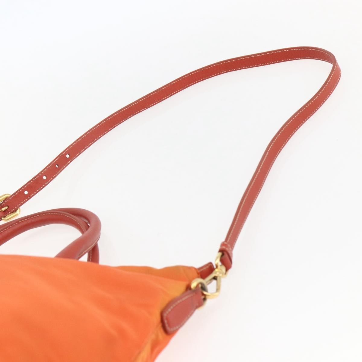 Prada Convertible Flap Tote Tessuto and Saffiano Leather, Orange, Nylon, Tote Bag
