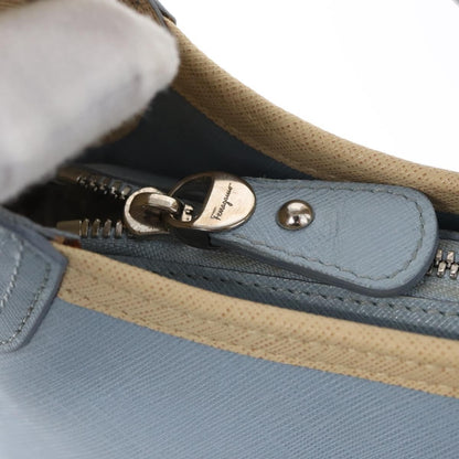 Salvatore Ferragamo Gancini Shoulder Bag Leather, BLUE, LEATHER, Shoulder bag