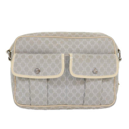 Celine Vintage Macadam Shoulder Bag Canvas and Leather, GRAY, CANVAS, Shoulder bag