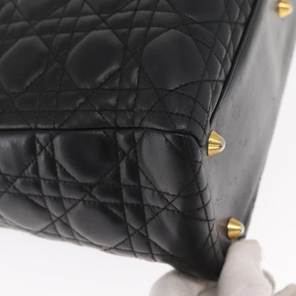 Christian Dior Vintage Lady Dior Bag Cannage Quilt Lambskin, BLACK, LEATHER, Tote bag
