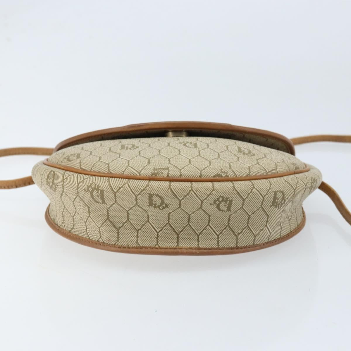 Christian Dior Vintage Honeycomb Shoulder Bag Canvas and Leather, BEIGE, CANVAS, Shoulder bag