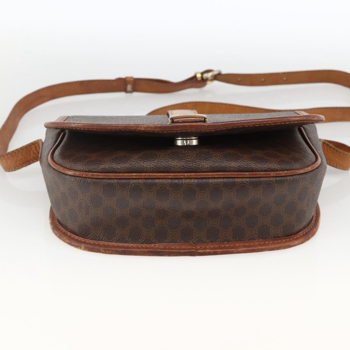 Celine Vintage Macadam Shoulder Bag Canvas and Leather, Brown, Canvas, Shoulder Bag