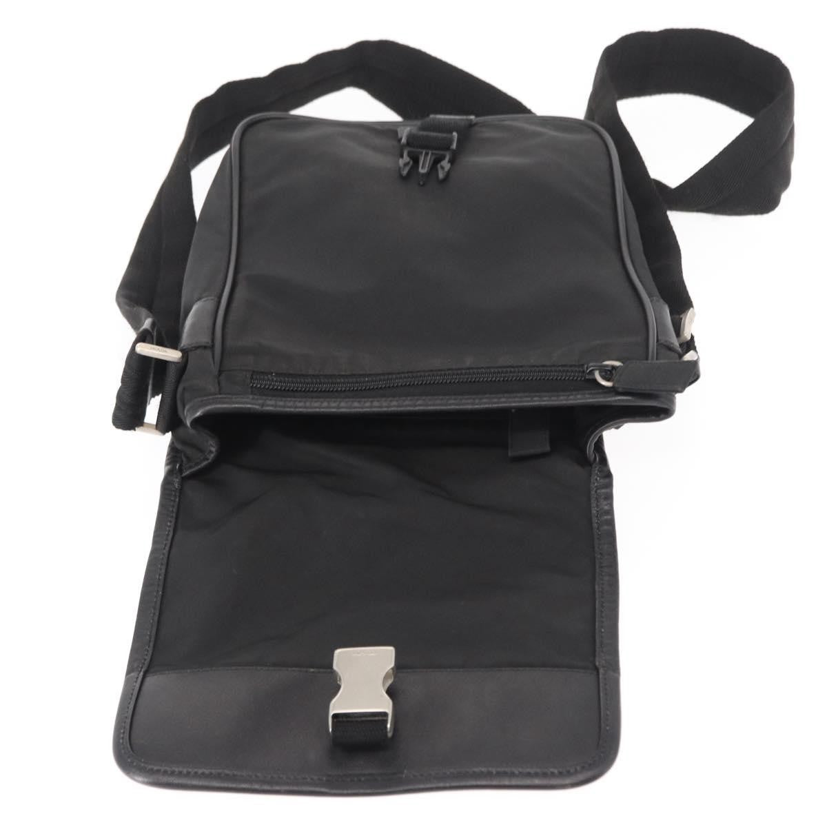 Prada Logo Flap Messenger Bag Tessuto, Black, Nylon, Shoulder Bag