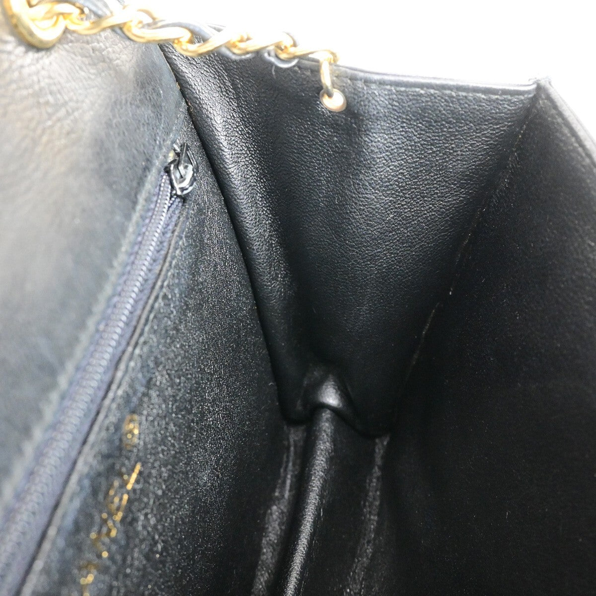 Chanel Vintage CC Chain Full Flap Bag Quilted Leather, BLACK, LEATHER, Shoulder bag