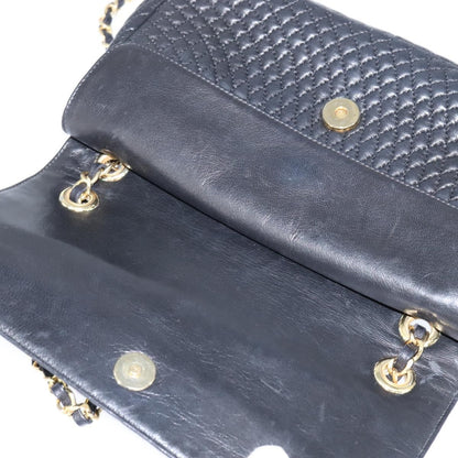 Bally Vintage Chain Shoulder Bag Quilted Leather, BLACK, LEATHER, Shoulder bag