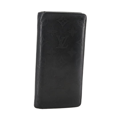 Louis Vuitton Brazza Long Bifold wallet Monogram shadow, BLACK, LEATHER, Wallets