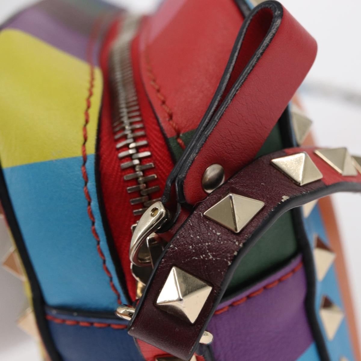 Valentino Garavani Rockstud 1973 Camera Crossbody Bag Striped Leather, GOLD, LEATHER, Shoulder bag