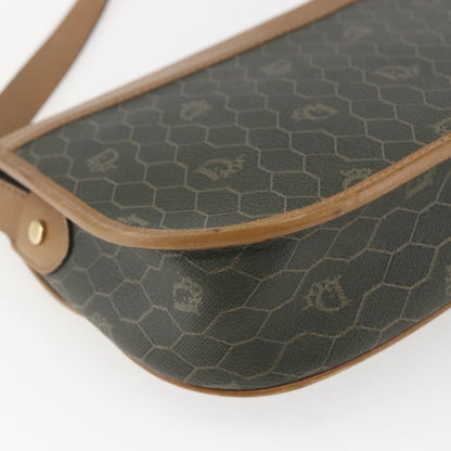Christian Dior Vintage Honeycomb Flap Crossbody Bag Canvas and Leather, KHAKI, CANVAS, Shoulder bag