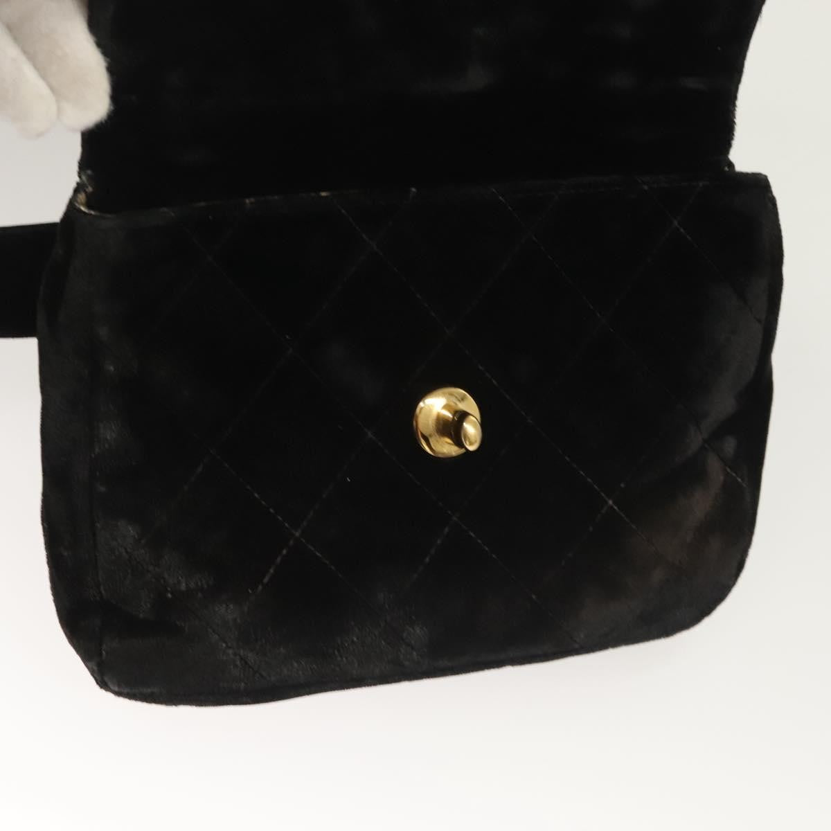 Chanel Vintage CC Flap Waist Bag Quilted Leather, BLACK, VELVET, Handbag