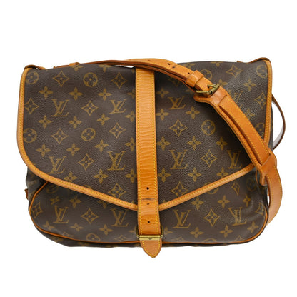 Louis Vuitton Saumur Handbag Monogram Canvas, Brown, Canvas, Shoulder Bag