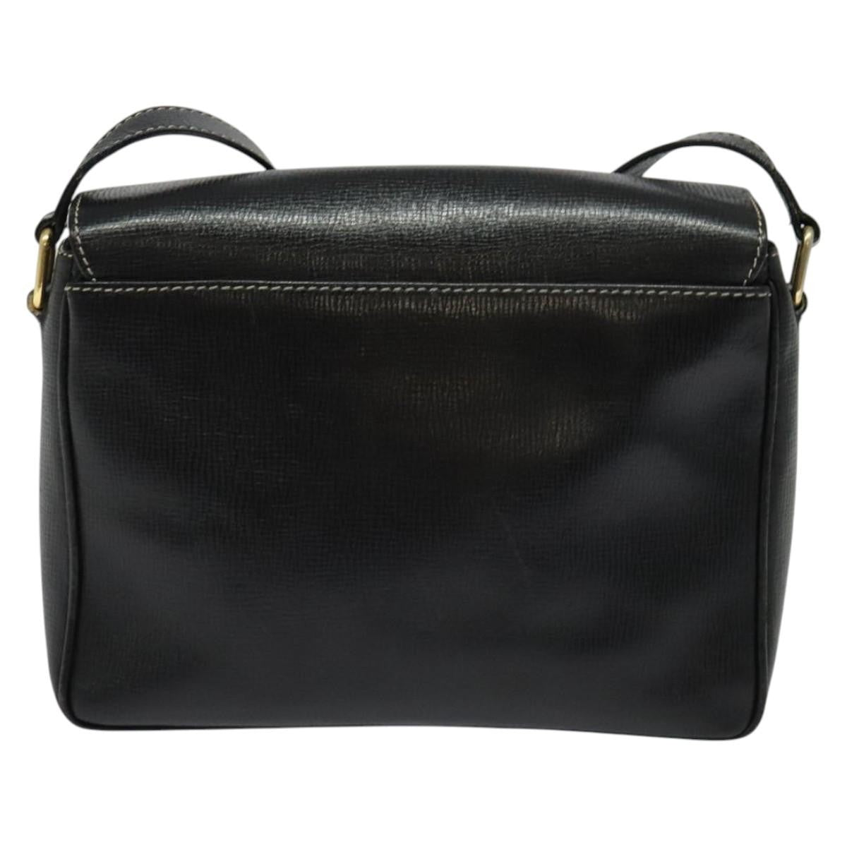 Celine Vintage Circle Logo Crossbody Bag Leather, BLACK, LEATHER, Crossbody bag