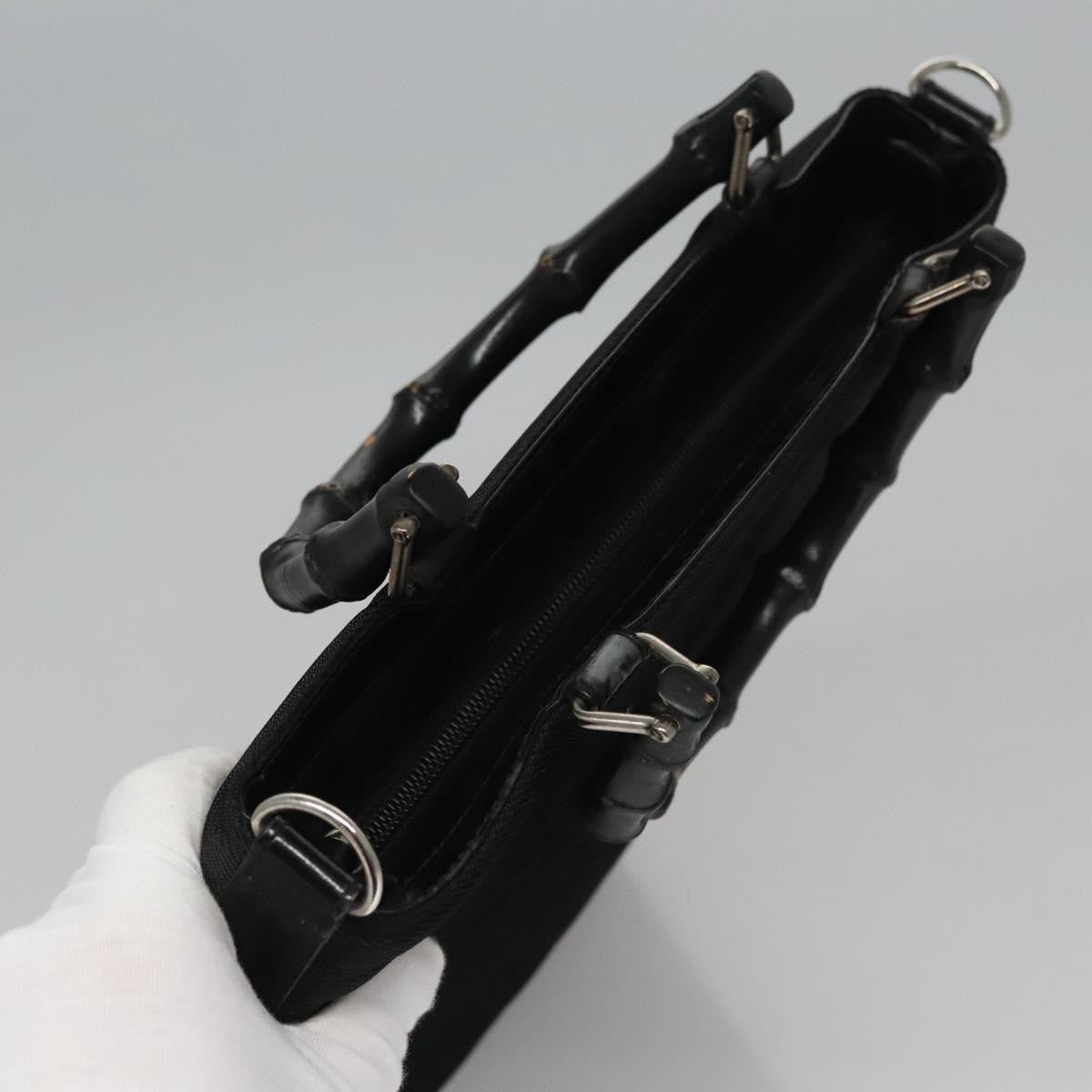 Gucci Vintage Bamboo Handle Bag Nylon, BLACK, CANVAS, Handbag