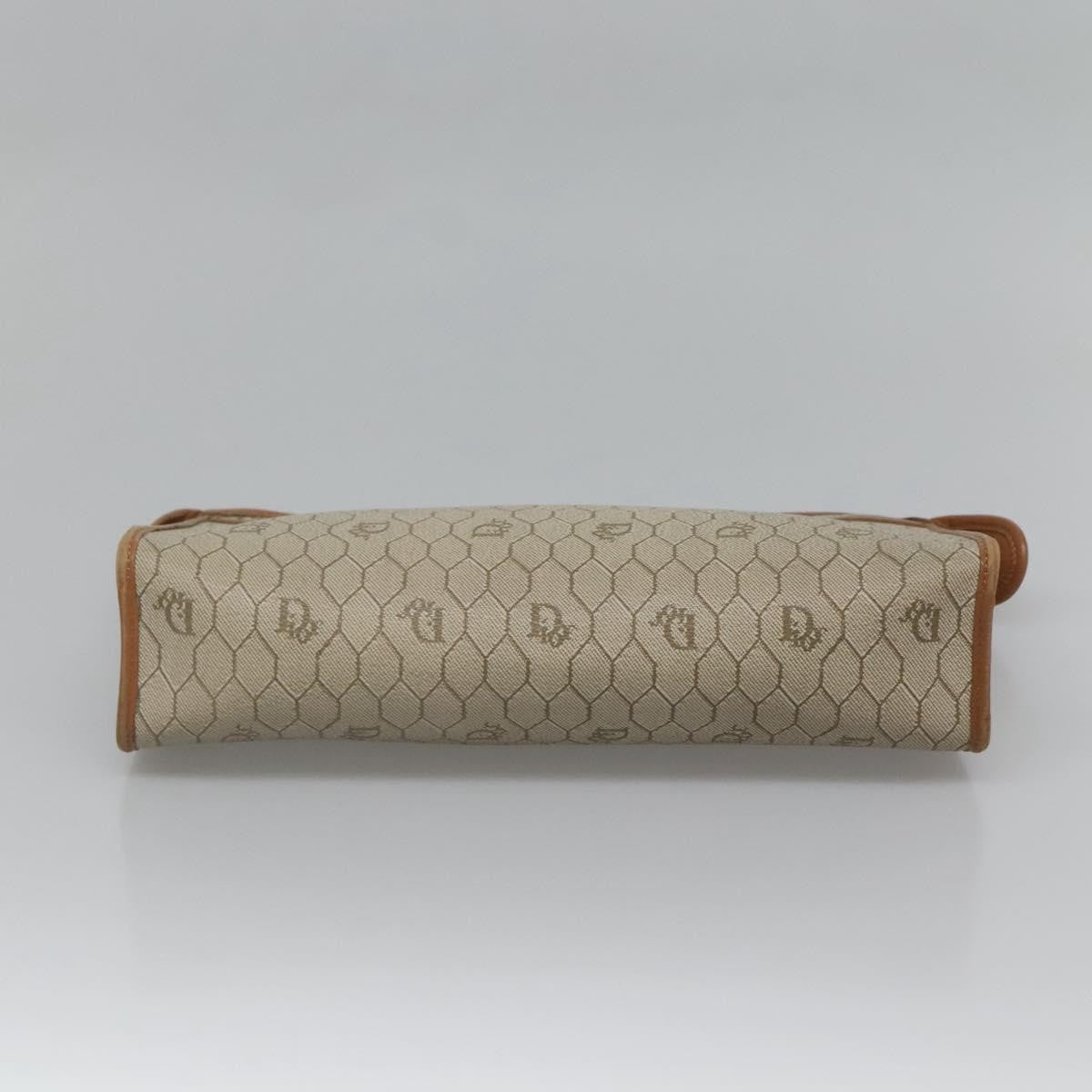 Christian Dior Vintage Honeycomb Zip Pouch Coated Canvas, BEIGE, CANVAS, Clutche & pouche