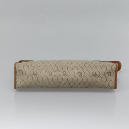 Christian Dior Vintage Honeycomb Zip Pouch Coated Canvas, BEIGE, CANVAS, Clutche & pouche