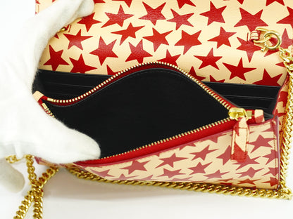 Saint Laurent Star wallet on chain Leather, RED, LEATHER, Wallets