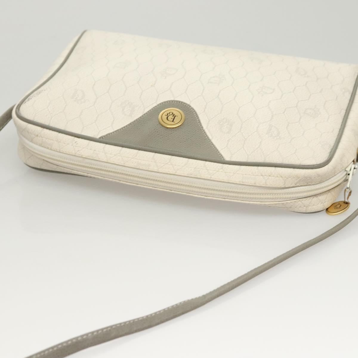 Christian Dior Vintage Honeycomb Shoulder Bag Canvas, WHITE, CANVAS, Shoulder bag