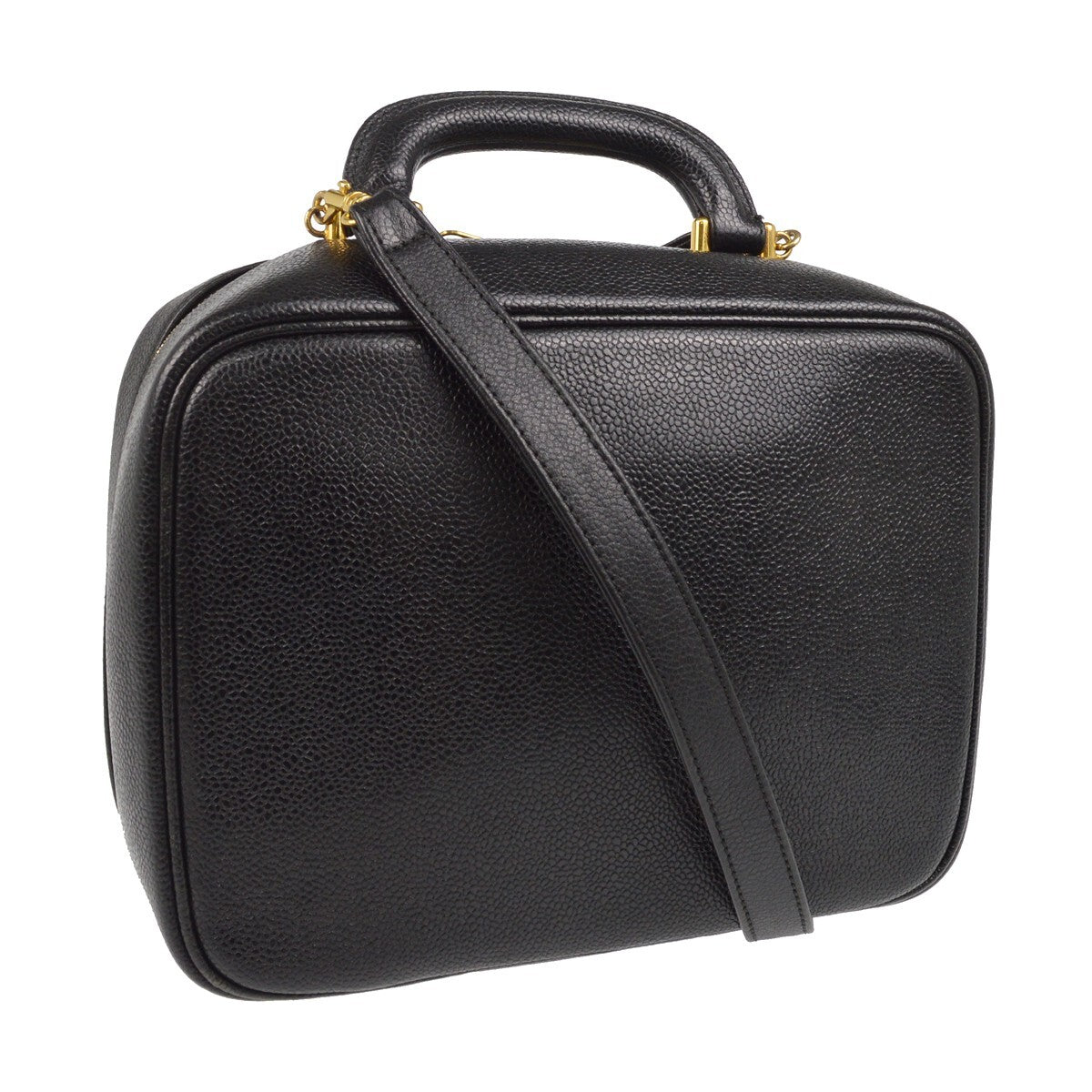 Chanel Vintage Timeless Zip Around Vanity Case Caviar, BLACK, LEATHER, Handbag