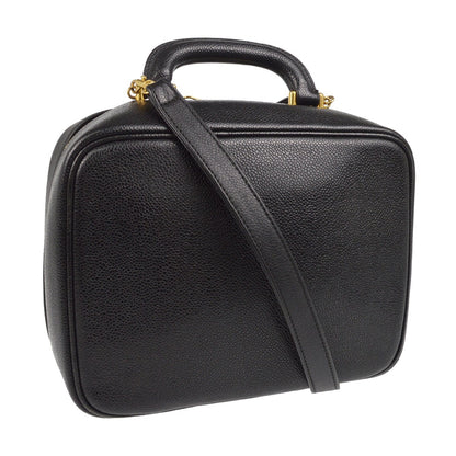 Chanel Vintage Timeless Zip Around Vanity Case Caviar, BLACK, LEATHER, Handbag