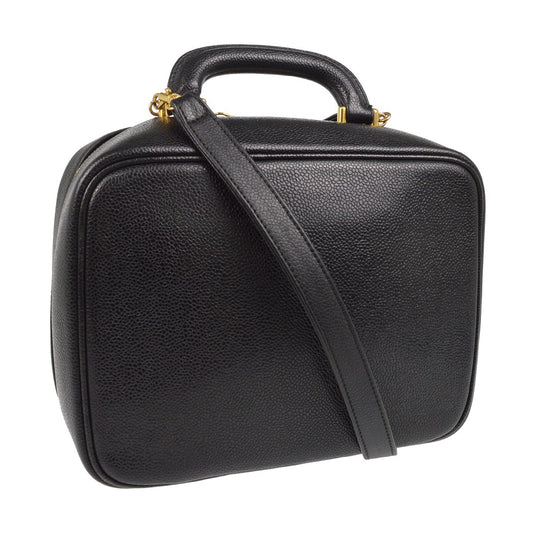 Chanel Vintage Timeless Zip Around Vanity Case Caviar, BLACK, LEATHER, Handbag