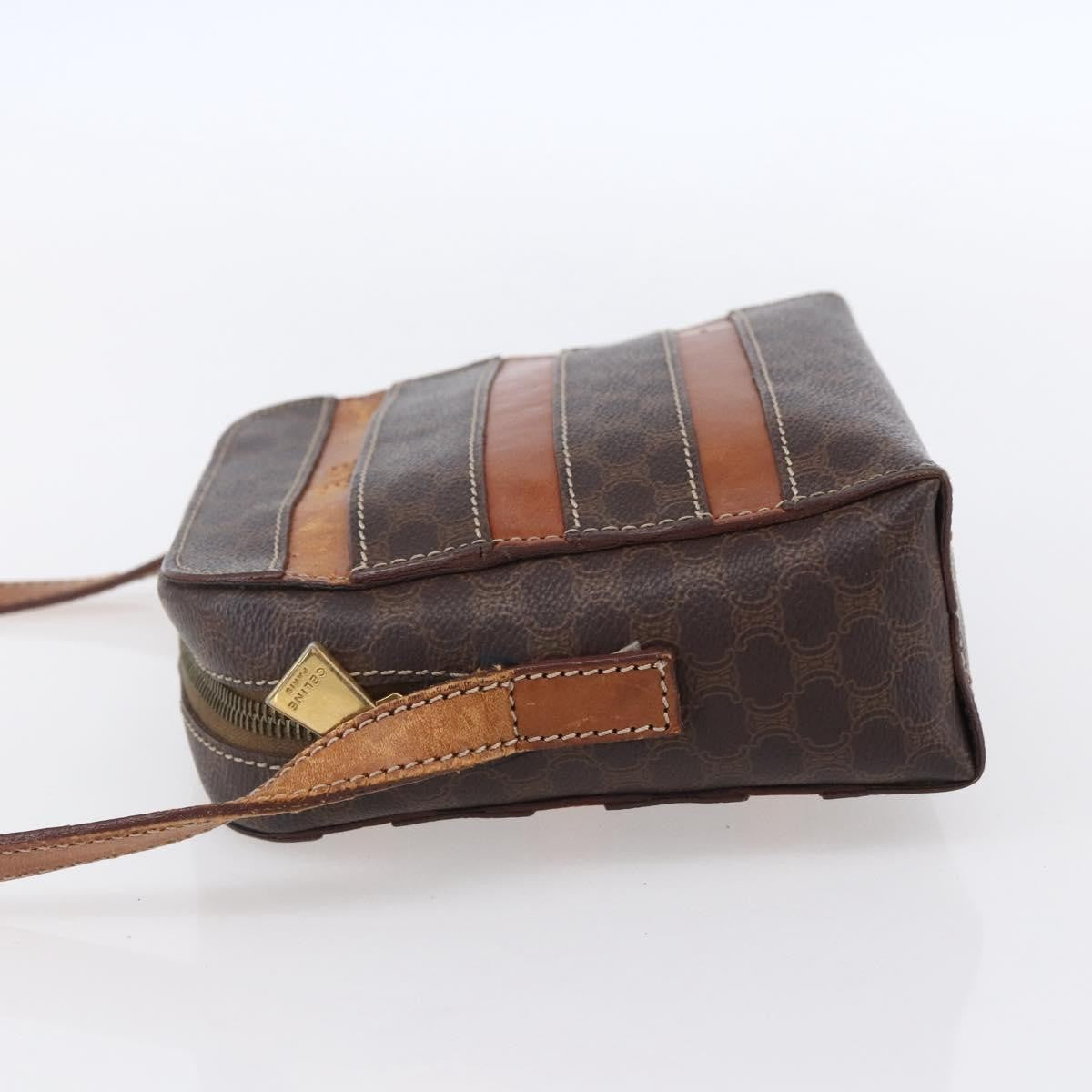 Celine Vintage Macadam Shoulder Bag Canvas and Leather, BROWN, CANVAS, Shoulder bag