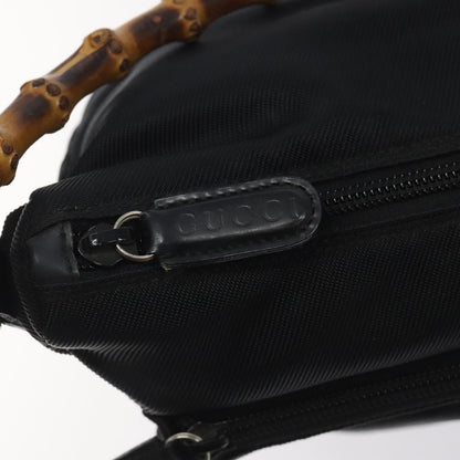 Gucci Vintage Bamboo Shoulder Bag Nylon, BLACK, NYLON, Shoulder bag
