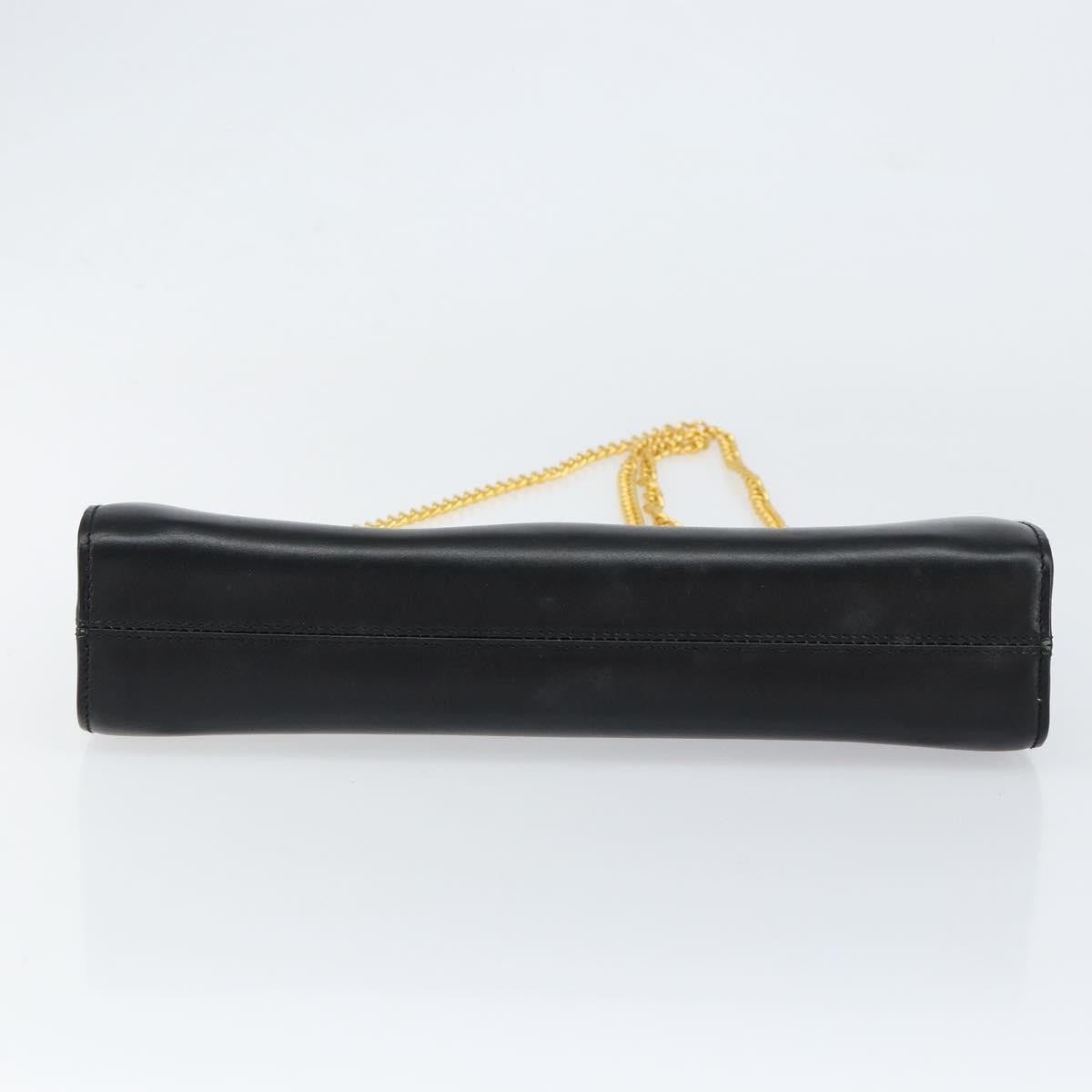 Salvatore Ferragamo Vintage Gancini Chain Shoulder Bag Leather, BLACK, LEATHER, Shoulder bag