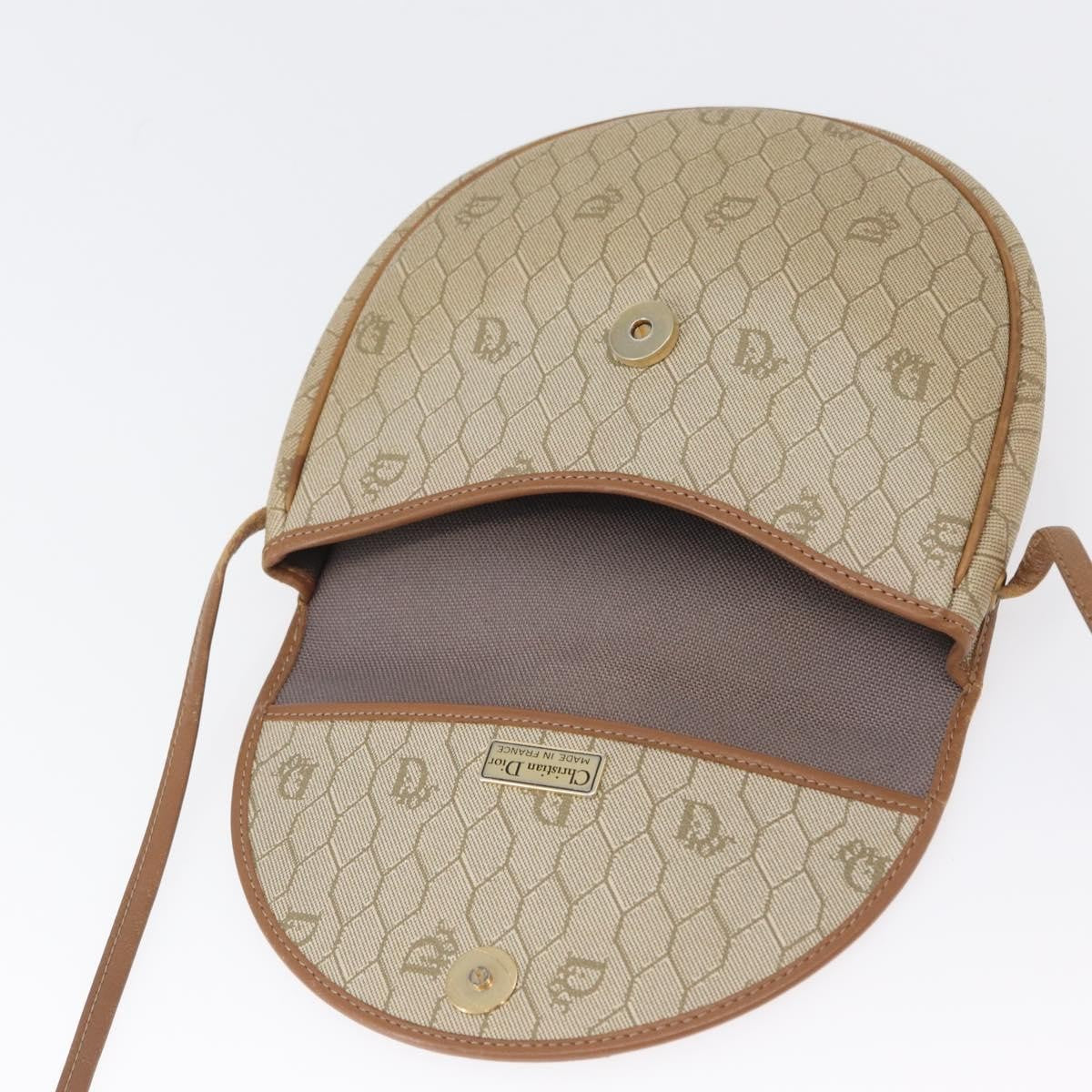 Christian Dior Vintage Honeycomb Flap Crossbody Bag Canvas and Leather, BEIGE, CANVAS, Shoulder bag