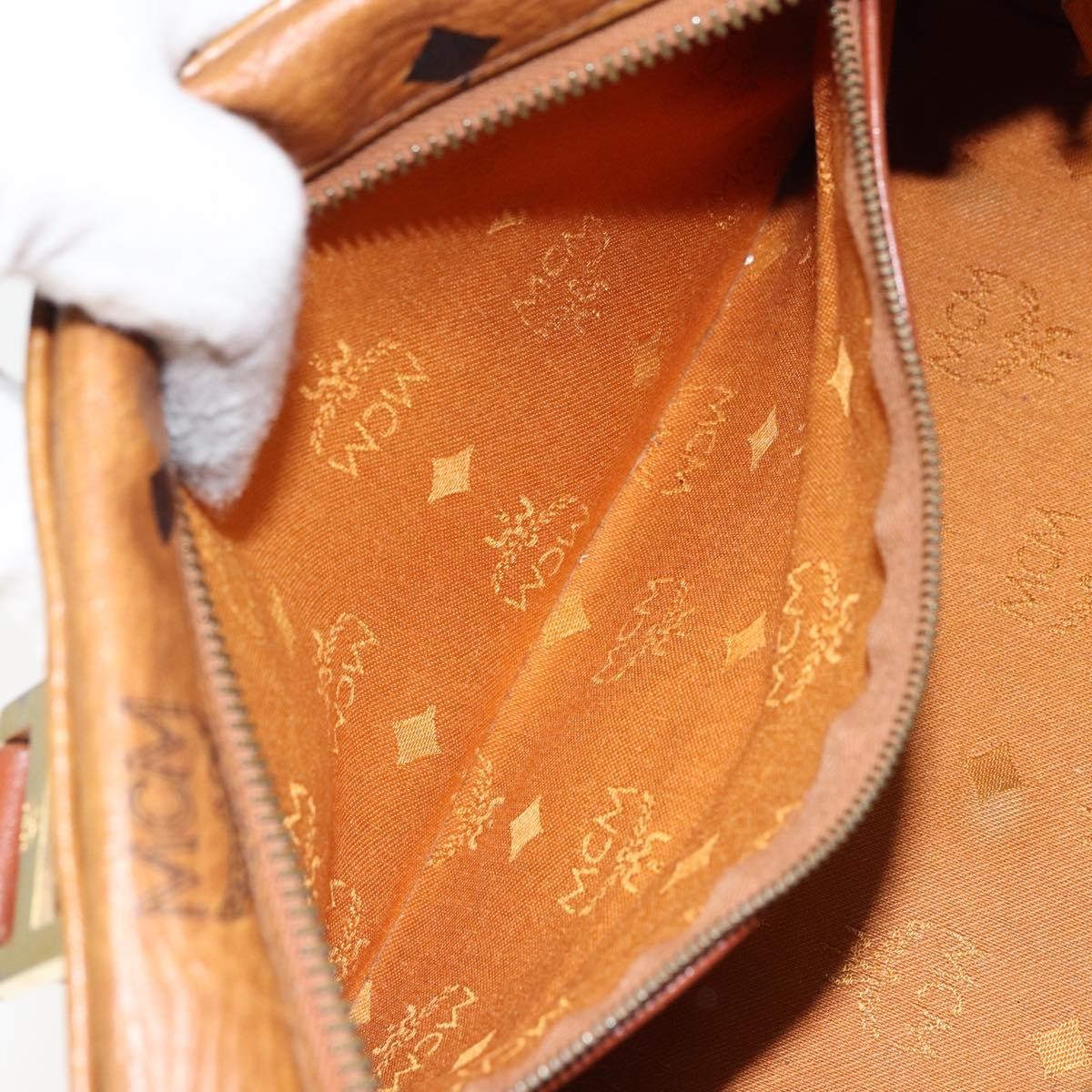 MCM Visetos Handbag Canvas and Leather, BROWN, CANVAS, Handbag