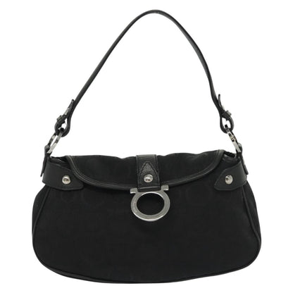Salvatore Ferragamo Gancini handbag Canvas, BLACK, CANVAS, Handbag
