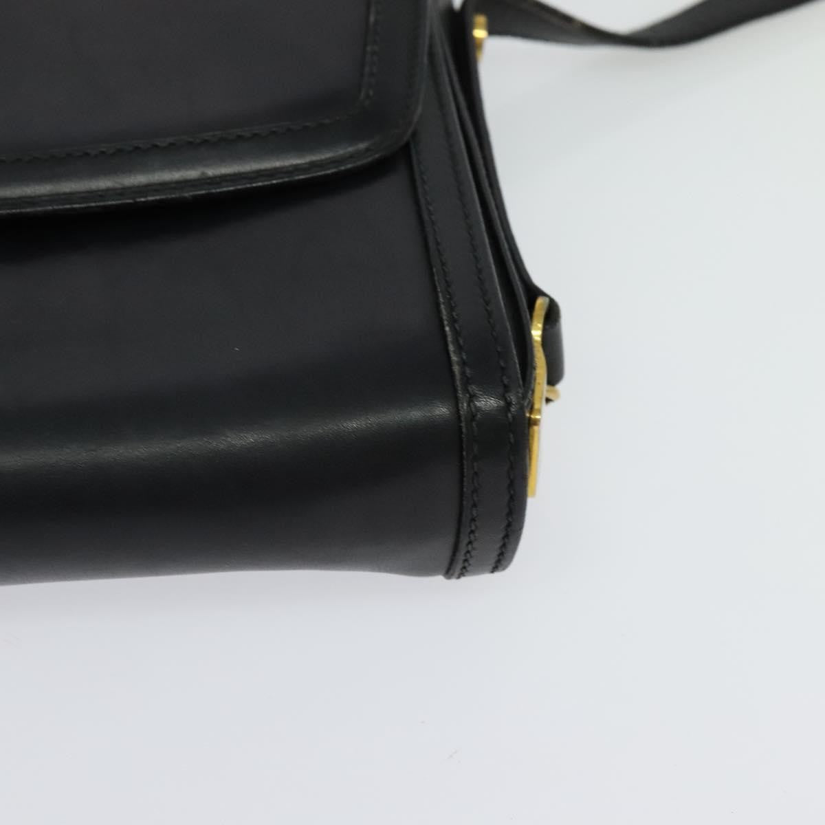 Gucci Vintage Flap Crossbody Bag Leather, BLACK, LEATHER, Shoulder bag