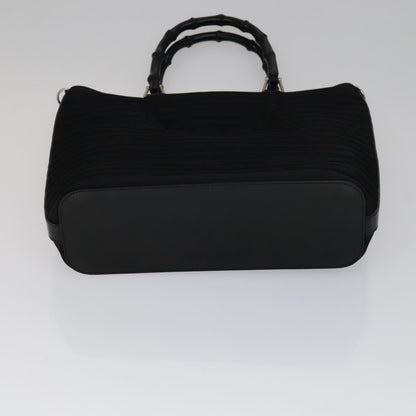 Gucci Vintage Bamboo Handle Bag Nylon, Black, Nylon, Handbag