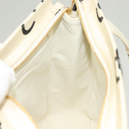 Chanel Vintage Coco Logo Zip Tote Quilted Printed Canvas, WHITE, CANVAS, Tote bag
