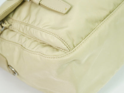 Prada Double Buckle Flap Messenger Bag Re-Nylon, BEIGE, NYLON, Shoulder bag
