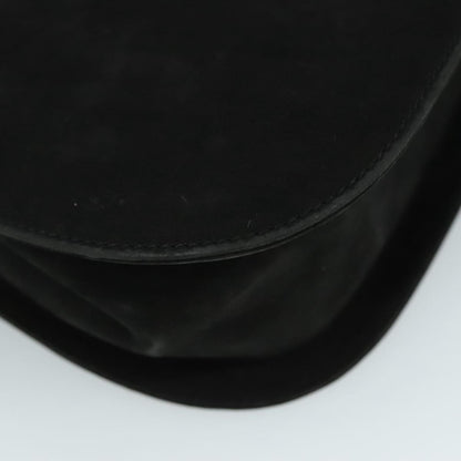 Salvatore Ferragamo Gancini Shoulder Bag Suede, BLACK, SUEDE, Shoulder bag