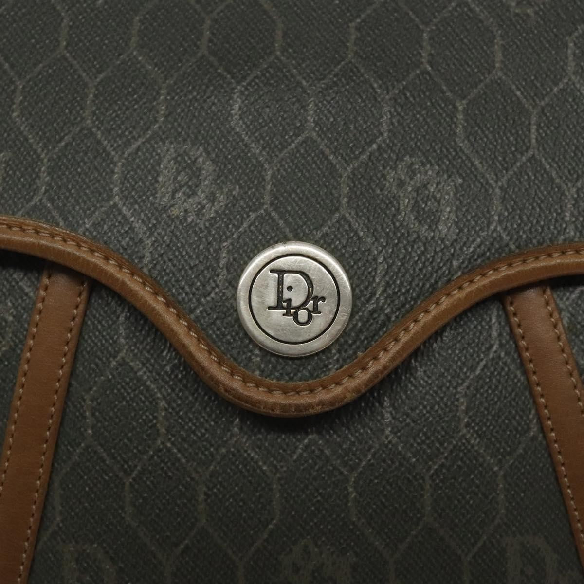 Christian Dior Vintage Honeycomb Flap Crossbody Bag Coated Canvas, GRAY, CANVAS, Crossbody bag