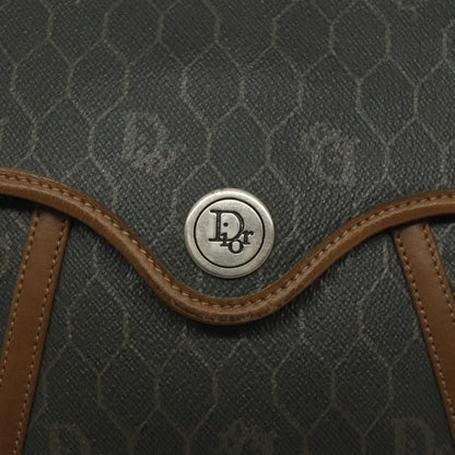 Christian Dior Vintage Honeycomb Flap Crossbody Bag Coated Canvas, GRAY, CANVAS, Crossbody bag