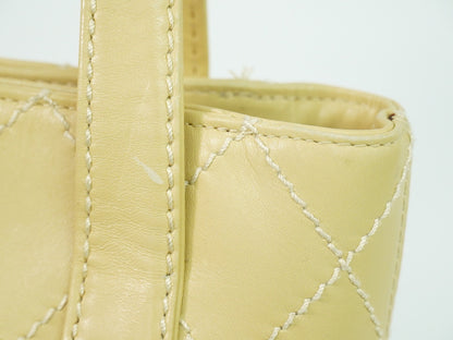 Chanel Surpique Tote Quilted Leather, BEIGE, LEATHER, Handbag