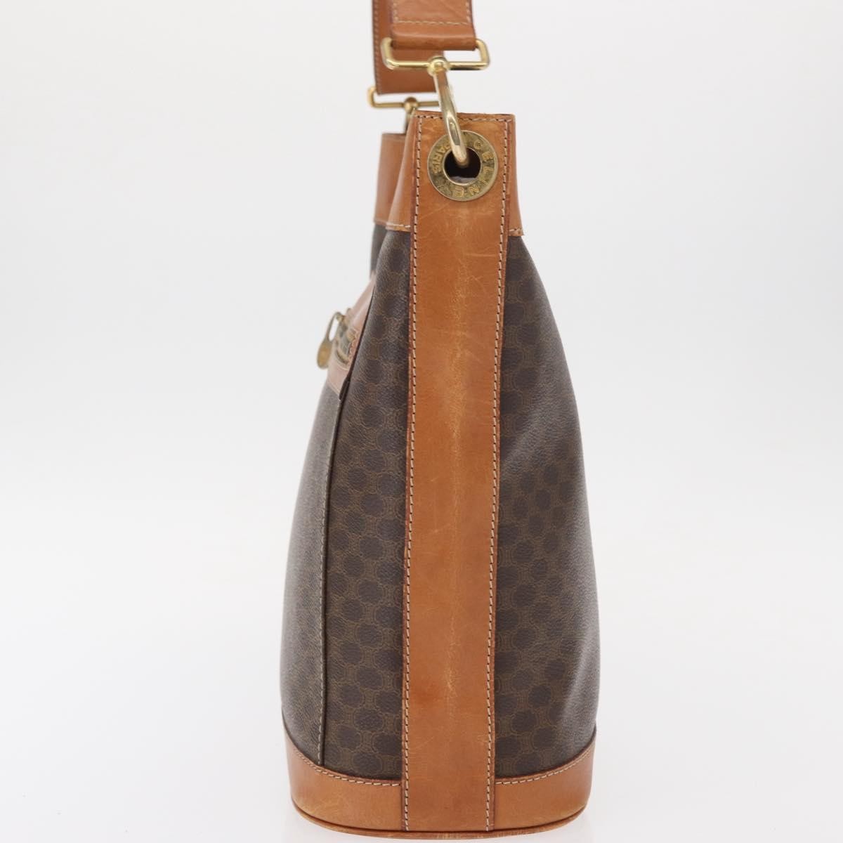 Celine Vintage Macadam Shoulder Bag Canvas and Leather, BROWN, CANVAS, Shoulder bag